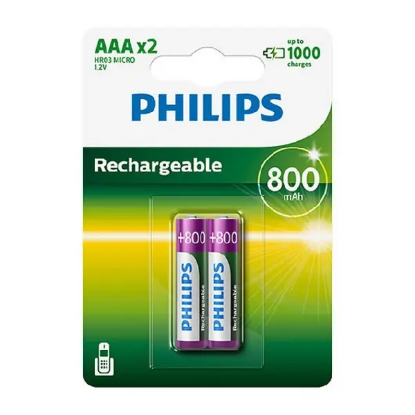 ΕΠΑΝΑΦΟΡΤΙΖΟΜΕΝΕΣ ΜΠΑΤΑΡΙΕΣ AAA 800mAh 1.2V (2τμχ) PHILIPS ΕΠΑΝΑΦΟΡΤΙΖΟΜΕΝΕΣ ΜΠΑΤΑΡΙΕΣ AAA 800mAh 1.2V (2τμχ) PHILIPS